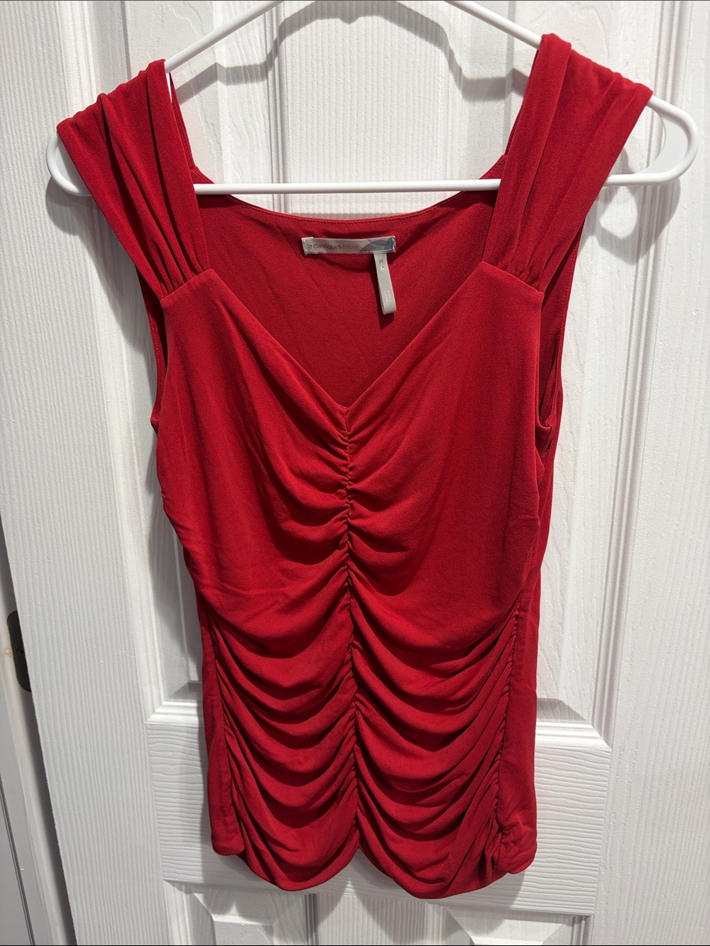 Classiques Entier Red Ruched V-Neck Sleeveless Tank